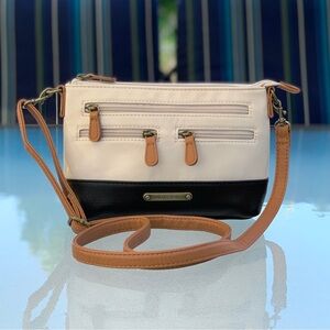 Stone Mountain USA Black and White Bonded Leather Convertible Crossbody Bag